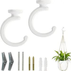 식물 걸이용 음코노 천장 후크 화분 스웨그 벽걸이 헤비 듀티 샹들리에 바람 차임 실내 야외 장식 (흰색