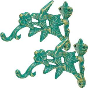 성모르 주물 철제 걸이 식물 브래킷 장식용 2팩 그린 월 장착 화분 야외 조류 먹이 바람 소리를 위한