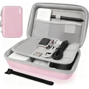 파워 뱅크 충전기용 멜로싱크 하드 트래블 전자 정리함 케이스 케이블 USB 플래시 드라이브 SD 카드 및 배낭 여행 작은 휴대용 액세서리 가방, 핑크