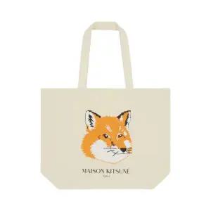 [정품] 메종키츠네 Maison Kitsune Fox Head Tote Bag Ecru 메종 키츠네 폭스 헤드 토트백 에크루 903455