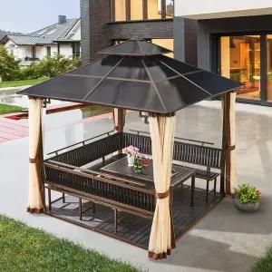 가든쉘 정자 3.5x3.5m 풀옵션 (바닥제외) 의자 바베큐장 조립식 한옥집