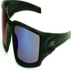 하니웰 하이퍼쇼크 안전 안경의 유벡스 블루 미러 렌즈가 장착된 블랙 프레임 및 긁힘 방지