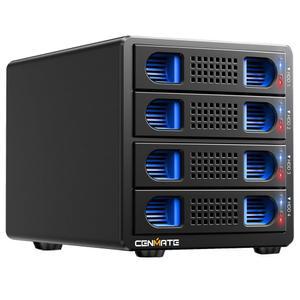 2.5/3.5인치 SATA HDD/SSD용 냉각 팬이 있는 CENMATE 4 베이 하드 드라이브 인클로저(USB A /C 3.0+eSATA 케이블 포함), 3.5 리더는 80TB 용량 지원(RAID /NAS 없음)