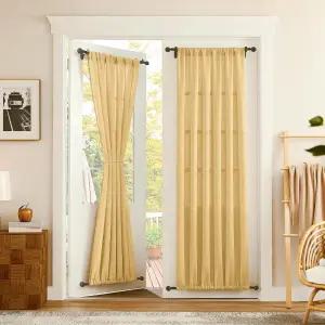 톨피스 린넨 도어 커튼 출입구 세미 시어 옷장 조명 필터링 듀얼 막대 포켓 보호 창문 25 x 72 인치 길이