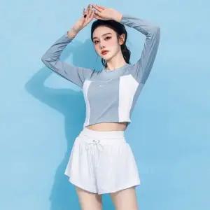 하이웨이스트 밴딩 스포티 래쉬가드 모노키니 비치웨어 여름