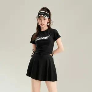 레터링 스트링 투웨이 비키니 모노키니 래쉬가드 치마 수영복 세트