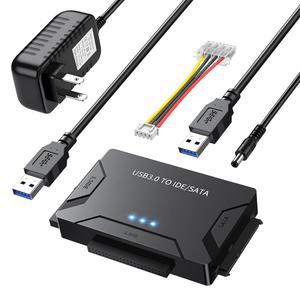 하드 드라이브 리더 USB 3.0 및 타입 C to SATA IDE 어댑터, 범용 2.5인치 /3.5인치 HDD/SSD 컨버터, 원터치 백업 기능, 포함된 12V /2A 전원 어댑터