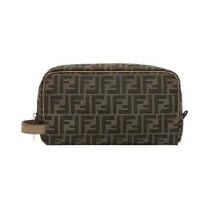 [정품] 펜디 Fendi FF J아쿠아rd Fabric Toiletry Case Brown 자카드 패브릭 토일레트리 케이스 브라운 903