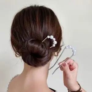 심플 여성 진주 포인트 U자 청순 비녀 헤어핀 머리핀 vFV5+9Lpf