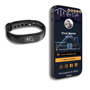 QRLynk 탭 손목밴드 - NFC 태그 디지털 명함 & 스캔 QR 코드 팔찌 무료, 구독 없음 , Android(블랙, 팩 1)에서 작동합니다