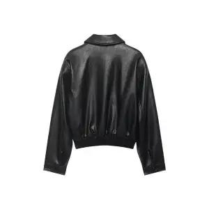 EAMT 여자 가죽 자켓 봄 패드 레더라이크 파일럿 코트 EUNG1