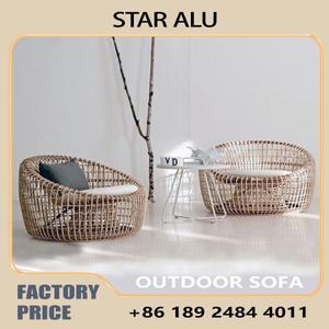 호환 프리미엄 야외 라탄 소파 세트  정원발코니용 쿠션 방수 PE 파티오 가구