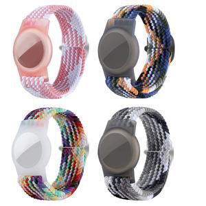 에어태그와 호환되는 4팩 팔찌, 에어태그용 GPS 트래커 홀더 땋은 손목밴드, 나일론 조절식 용 분실 방지 에어태그 시계 밴드(혼합 색상)