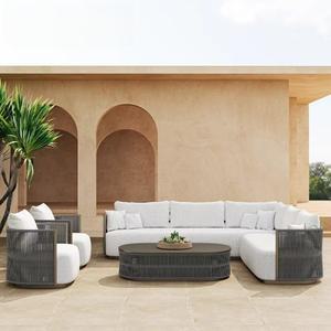 호환 야외 가구 세트 호텔 정원 테라스 L자형 소파 리조트 빌라 알루미늄 로프