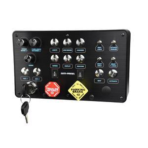 ATS /ETS2용 심 패널 클래식 2 버튼 박스(아메리칸 트럭 시뮬레이터 / 유로 시뮬레이터)(프리미엄 블랙 브러시 알루미늄 마감)