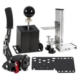 PC USB 시뮬레이터 시프터 64비트 핸드브레이크, 클램프 L자형 레버 키트, G29 G27 G25 G920 T300RS /GT 스티어링 휠 시퀀셜 H 기어 시프터, ATS ETS 더스트 WRC 심 레이싱 게임 6+R 블랙 호환