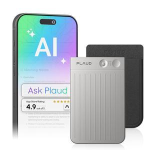 Plaud Note AI 음성 녹음기, 녹음기 w /Case, 앱 제어, 전사 및 요약, 112개 언어 지원, 64GB, 강의, 회의, 통화, 실버, 프로 버전이 아닌 오디오