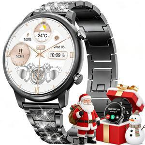 여성용 화골 스마트워치 안드로이드폰 호환(블루투스 통화), 1.39인치 원형 피트니스 트래커 심박수/수면 모니터, 100+스포츠 모드 페도미터