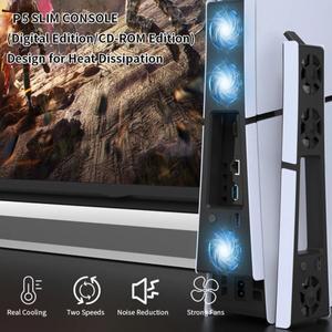 호환 조용한 냉각팬  PS5 슬림 콘솔 (디지털 디스크)  LED 조명  플레이스테이션 5  시스템