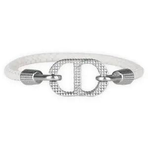 남성 CD 아이콘 브레이디드 레더 팔찌(화이트) B2901HOMLE 007