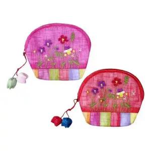 (이거찜) 꽃자수 동전지갑 미니 파우치 여성 전통 수납 지갑 귀여운