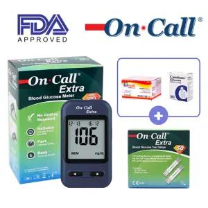 온콜 혈당 측정기+시험지50매+채혈기+채혈침100개+알콜솜50매 체크기 검사기 기계 당뇨 당