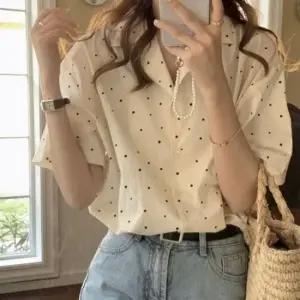 심플 반팔 도트블라우스 반팔티 다양한 하의매치 여름