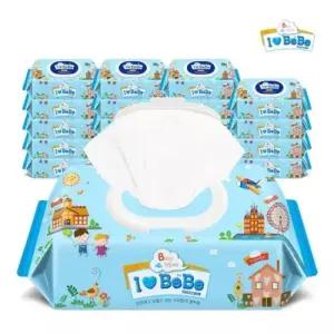 블루 도톰엠보 80매 20팩 캡형 아기물티슈