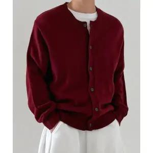 매장정품 ORIGINALDAY 라운드 단추 가디건 Burgundy