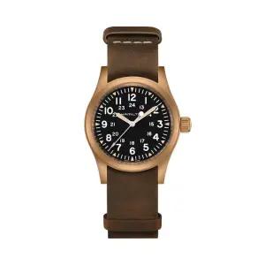 해밀턴 H69459530 카키필드 남성 가죽 메커니컬 38mm