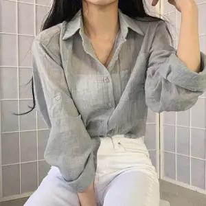 여성 여름셔츠 시원한 린넨 시스루 얇은 긴팔 베이직