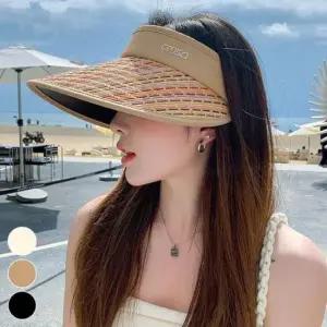 [패션] 컬라풀 밀짚무늬 챙 햇빛 차단 데일리 여름 썬캡