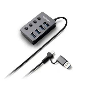 USB 3.2 허브 4포트 개별전원 스위치 5Gbps C타입 A타입 LED 노트북