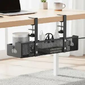 ( )책상 밑 멀티탭 정리함 무타공 케이블 수납 거치대 메쉬 선반