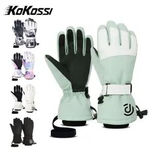 KoKossi 겨울 스키 장갑 방수 터치 스크린 오토바이 스노우 보드 남성 여성 양털 따뜻한 눈