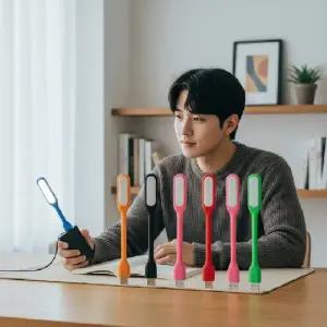 (색상 USB조명)눈편한 LED USB 조명 보조배터리 휴대용 독서등 캠핑 랜턴 무드등