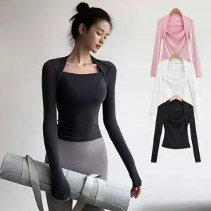 필라테스 운동복 홀터 여성 긴팔 티셔츠