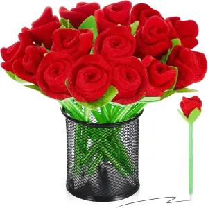 아웃투스 20피스 발렌타인데이 로즈 펜 플러시 플라워 볼펜 발렌타인 파티 선물 성인 여자친구 아내 어머니