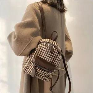 여자 패턴 백팩 데일리 출근가방 3컬러 하운드체크 트위드 미니