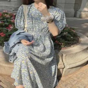 플라워 데이트룩 여름 원피스 여성 반팔 미니 쉬폰