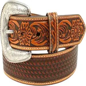 ARIAT 남녀공학 성인 아리아트 플로럴 빌렛 바구니 스탬프 벨트