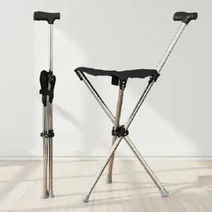 ( )접이식 보행 보조 의자 휴대용 노인 지팡이 스테인리스 간이