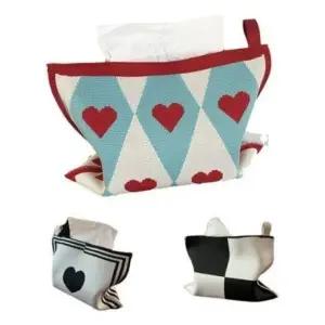 니트 티슈 커버 휴지 케이스 인테리어 티슈백 화장지 파우치 하트 거실 테이블 수납 냅킨