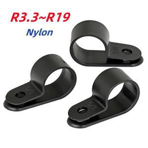 검정색 R형 나일론 케이블 클램프 플라스틱 P 클립 패스너 장착 고정 하드웨어 전기 부품
