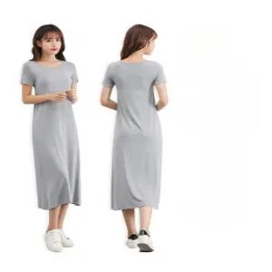 J2K 모달 반팔 원피스 홈웨어 이지웨어 롱버전 롱원피스 수면잠옷