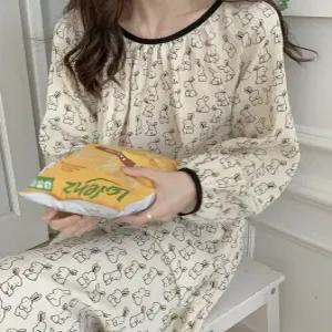 J2K 토끼 원피스잠옷 여성파자마 공주 레이스 홈웨어 임산부 빅사이즈