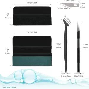 NEWISHTOOL 자동차 창문 틴트 설치 키트 - 펠트 스퀴지 마이크로 면도날 나이프가 포함된 비닐 랩 도구