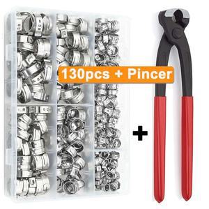 호환상품 이어 클램프가 있는 단일 호스 PEX 신치 스테인레스 스틸 링 크림프 키트 1/4 인치-1 인치 130개