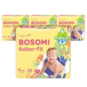 보솜이 NEW 액션핏 팬티 기저귀, 특대형, 26매, 4팩, 1개(104매)