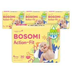 보솜이 NEW 액션핏 팬티 기저귀, 대형, 30매, 4팩, 1개(120매)
